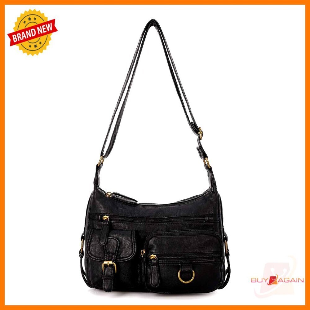 Soft PU Leather Crossbody Bag Adjustable Strap Multiple Pockets Lightweight - Picture 1 of 7